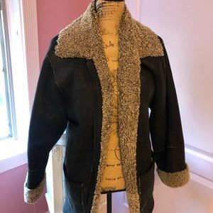Black Leather 3/4 Genuine Shearling Jacket